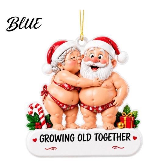 Holiday Party Decor 2D Couple Santa Pattern Hanging Ornament Acrylic Decorative Christmas Tree Accessories Charms with Lanyard Xmas Pendants