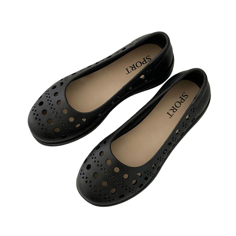 Letnie Nowe Wycinane Płaskie Buty Modne Codzienne Jednokolorowe Wsuwane Z Odkrytymi Palcami Płaskie Buty Dla Kobiet