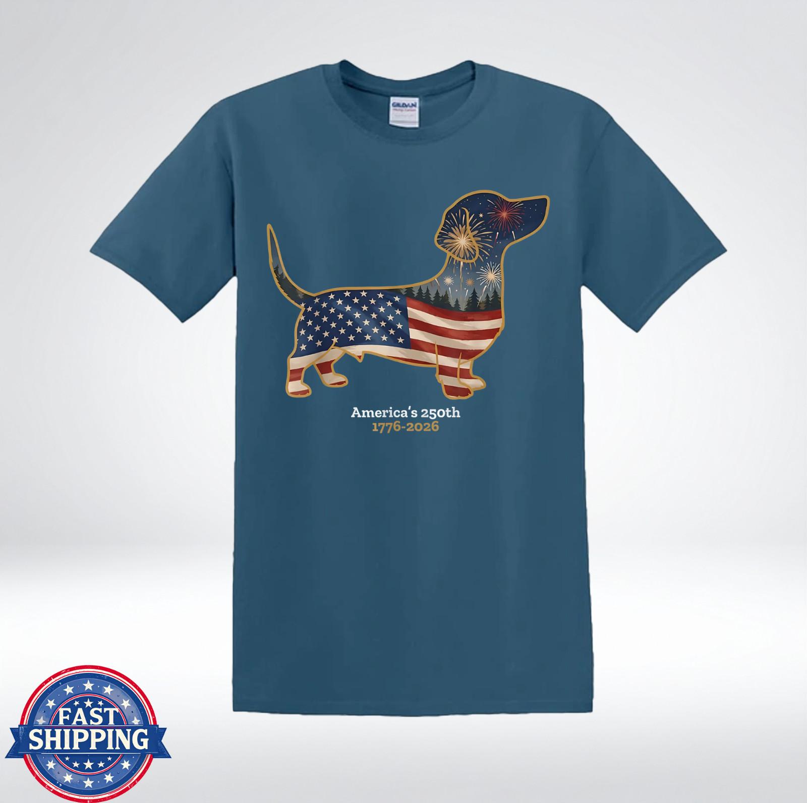 Red White Blue Dachshund America 250th T-Shirt S
