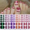 Pink Line Cat Eye Toenail Stickers, Summer Hot Item, Waterproof Nail Stickers for Girls, Whitening Effect