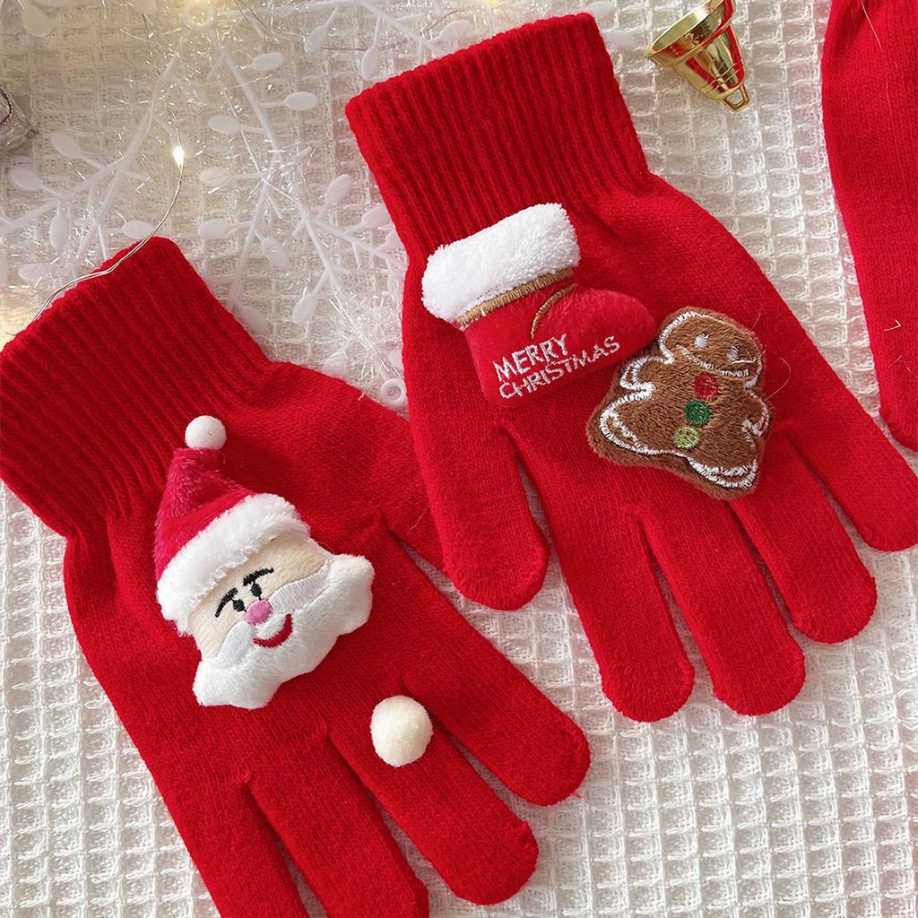 Christmas Gingerbread Man Gloves for All Ages Soft Knitted Gloves Lovely Festival Theme Hand Gloves for Christmas Wear