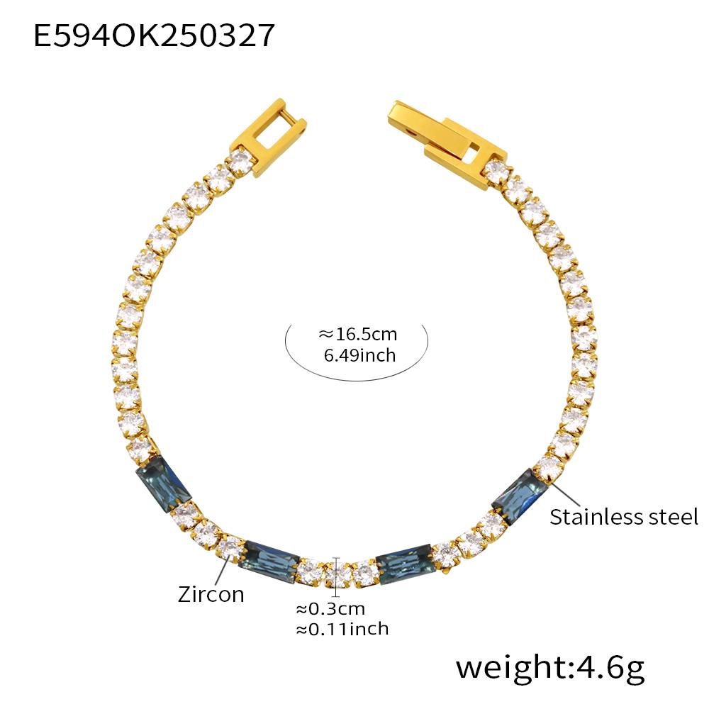 316 Stainless Steel Gold-Plated Luxury Bangle for Women Fashion Square Round Colorful Zirconia Bracelet Female Charms Zircon
