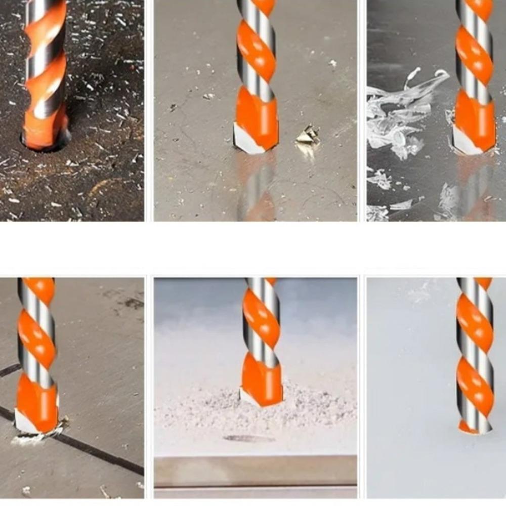 5pcs Drill Bit Set 6/6/8/10/12mm Multifunctional Drill Bit Set for Tile Concrete Brick Glass, Plastic and Wood Tungsten Carbide Tip Tools Set