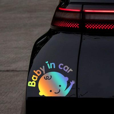 Baby an Bord Autoaufkleber Hell Reflektierend Sicherheitswarnzeichen Wasserdicht Selbstklebend für Heckscheibe Fahrzeugfahrer Warnung
