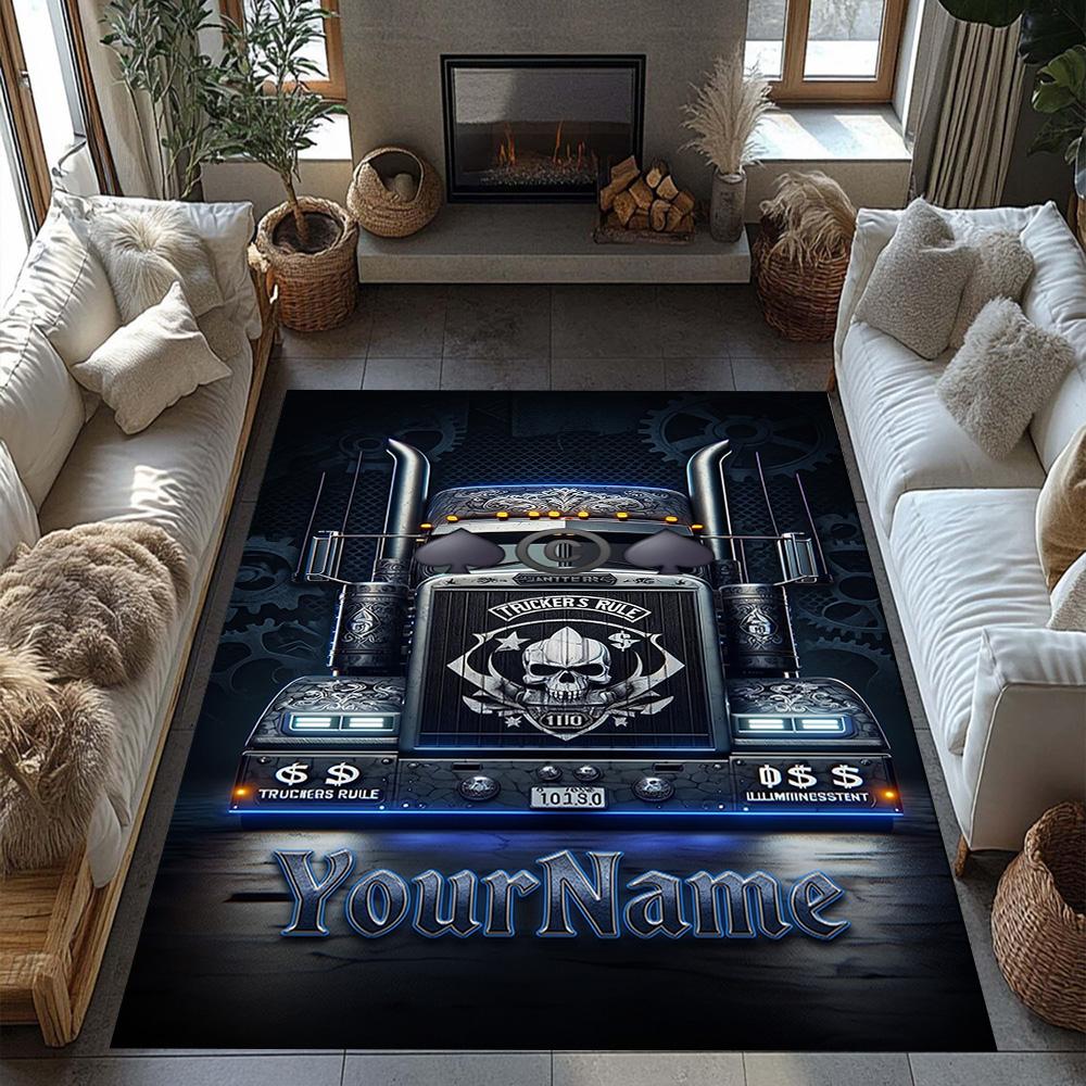 Kw Heavy Trucks Customize Your Name Area Rug Suitable for Foyer Kitchen Balcony Playrooms Antislip Carpet Office Home Decor Spiritual Gift