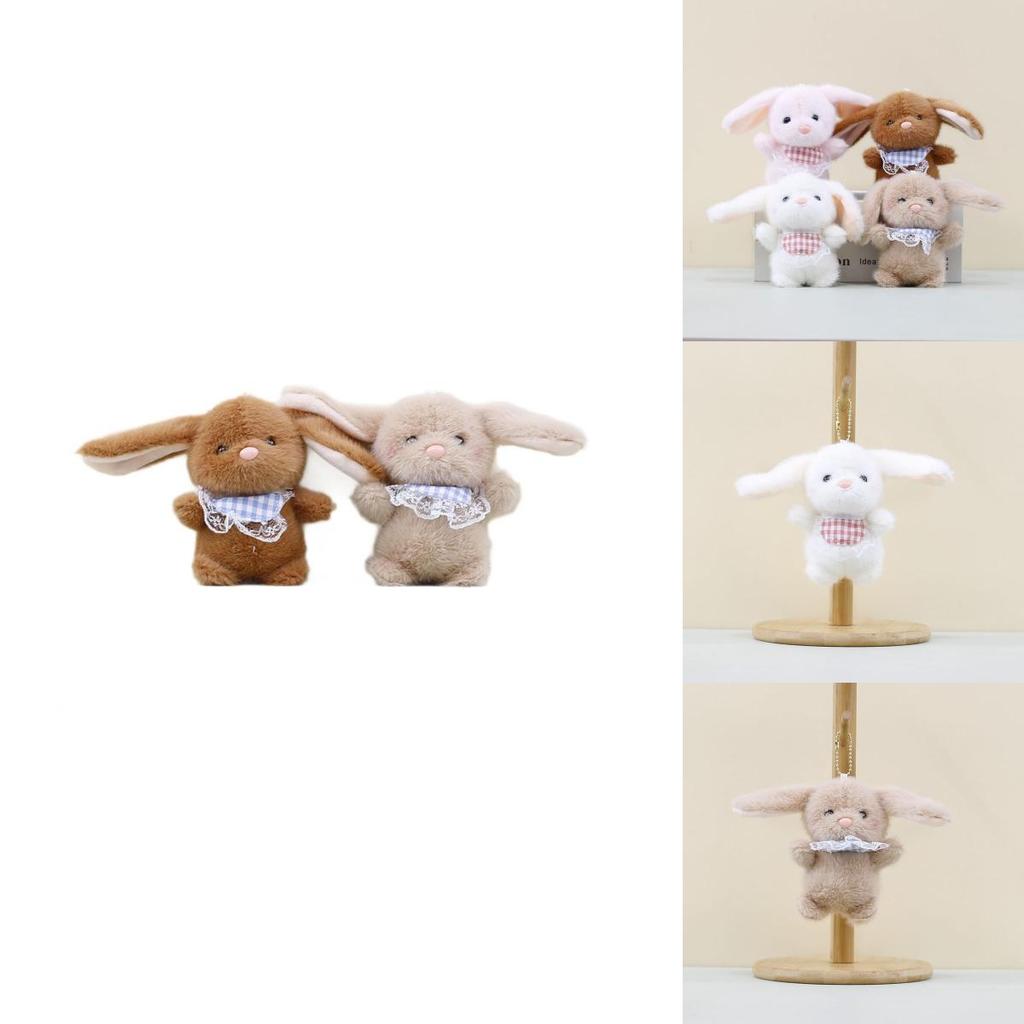 Cute Plush Bunny Pendant Keyring Fluffy Stuffed Animal Decorative Doll For Bags