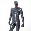 Men's Express Pass Dark Grey 0.4mm Thick Latex Catsuit 2-Condoms Penis Sheath Gloves Hood Socks 3-Way Back Zipper-LatexCatfish