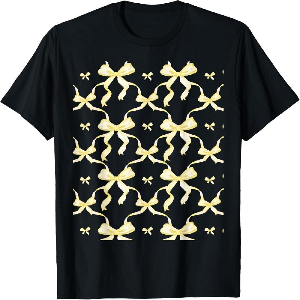 

Coquette Light Yellow Ribbons and Bows in Watercolor T-Shirt XXXXXL чорний