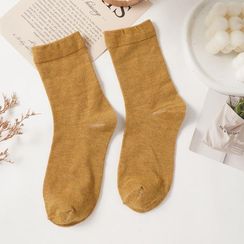 Versatile Solid Color Mid Tube Socks Japanese Casual Breathable Pile Socks Comfortable