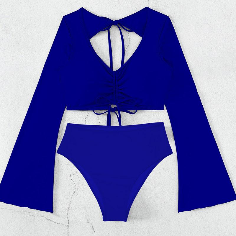 Купить Женский костюм бикини с длинным рукавом с высокой талией из двух ...