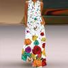 Vestidos estampados Vintage para mujer, vestido largo bohemio de verano sin mangas con cuello en V, Vestidos largos informales elegantes para fiesta en la playa