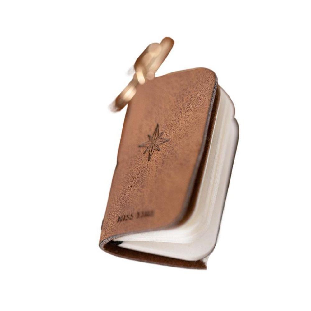 Cowhide Cover Tiny Leather Notebook Charm Decorative Travel Sketchbook Planner Backpack Decoration