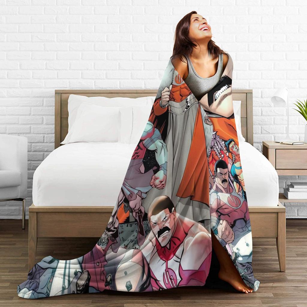Invincible Thragg Flannel Blankets Soft Throw Blanket for Couch Bed Camping Funny Bedspread Sofa Bed Cover