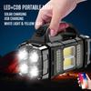 Portable Powerful USB Rechargeable Flashlights Solar LED Light With COB Work Light Charge Mobile Phone Camping Lamps