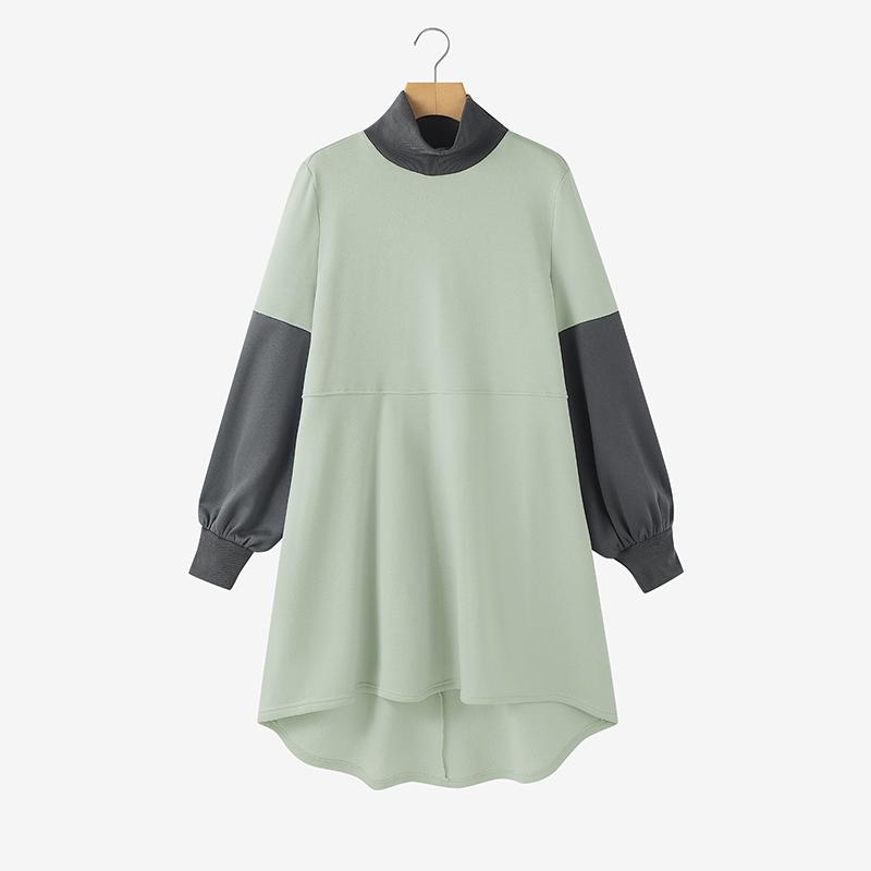 

ZANZEA Женская повседневная блузка с воротником-стойкой, свободная, с длинным рукавом, асимметричный подол M зелёный