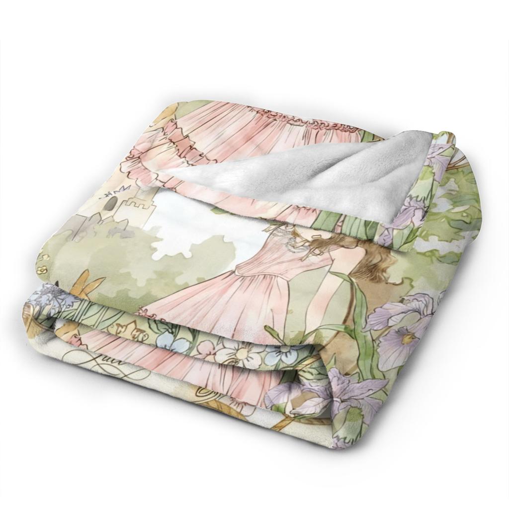 Border Painting Art Girl Blanket  Super Soft Novelty Plush Bedding Throws For Girls Boys Outdoor Flannel Bedspread Bed Cover