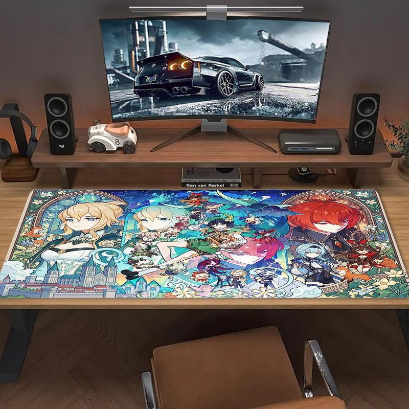 Genshin Impact Color Mouse Pad Large Gaming Table Cushion Non-slip Laptop Tablet Big Mousepad XXL Mat Mini PC Playmat With Lock edge