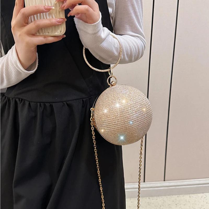 Circular Ring Portable Evening Bags Metal Sliver Round Ball Handbags For Lipstick Elegant Luxury Clutch Purse Wedding Wallets Quality