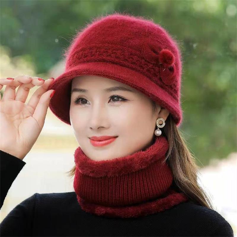 

Комплект из двух предметов: шапка + шарф для женщин среднего возраста, зимние теплые вязаные шапки из бархатной пряжи, комплекты бабушкиных шапок one size серый