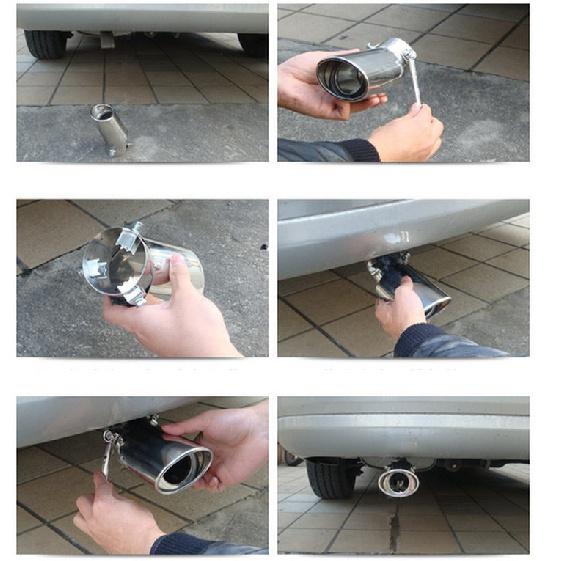 Vârf tobe de eșapament rotund pentru mașină Evacuare din oțel inoxidabil 1 până la 2 țevi duble ornamente cromate Gâtul de coadă din spate al mașinii modificat