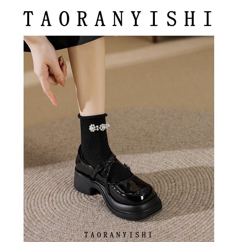 Leather small leather shoes new single shoes college style thick soles summer large size single shoes women