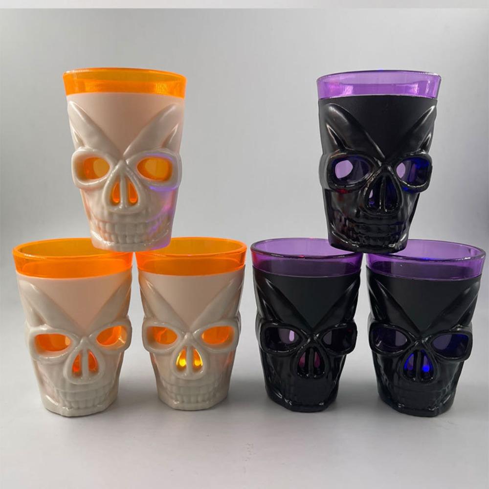 Double Layer Design Halloween Glowing Skull Cup Halloween Drinking Cup Entertaining Guests