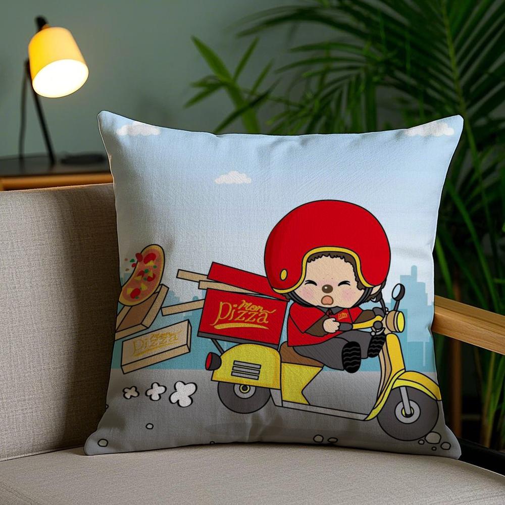 Cartoon M-Monchhichis Cushion Cover Plush Fabric Soft Double-Sided Printed Invisible Zipper Sofa Pillow Case Home Decor