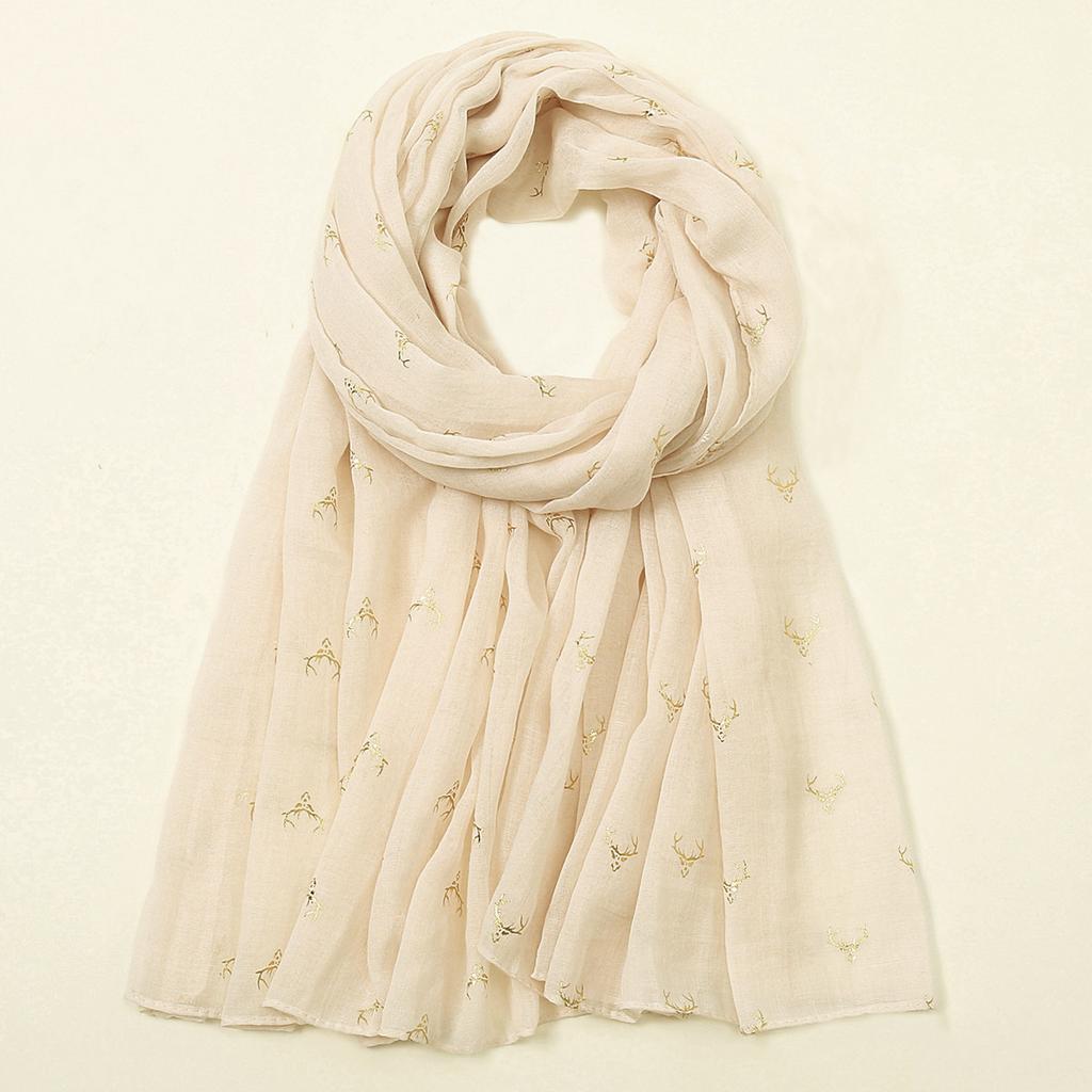 Cotton and Linen Scarf for Women In Spring  Autumn and Winter Long Thin Silk Scarf Korean Version Versatile and Fashionable Beige Shawl