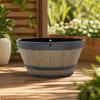 Hanging Planter with Wood Grain Farmhouse Barrel Resin for Patio, Garden