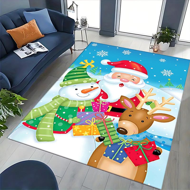 Christmas Santa Claus Snowman Deer Anime Cartoon Chair Mat Non-Slip Carpet for Office Home Decoration Living Room Bedroom Game Room Dormitory Gift.R02