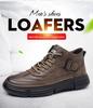 Men's 2024 Winter Leather High-Top Sneakers with Soft Sole and Plush Lining
