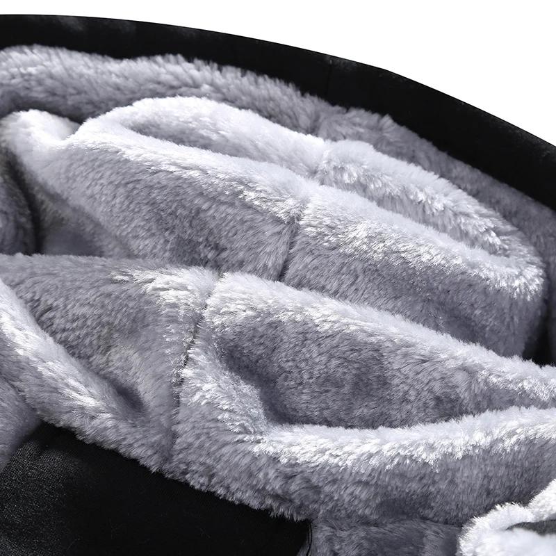 Winter Fleece Thicken Men's Two-piece Zipper Sports Set Hooded Thermal Suit Casual Oversized Tracksuit 4XL 5XL Funny Suit