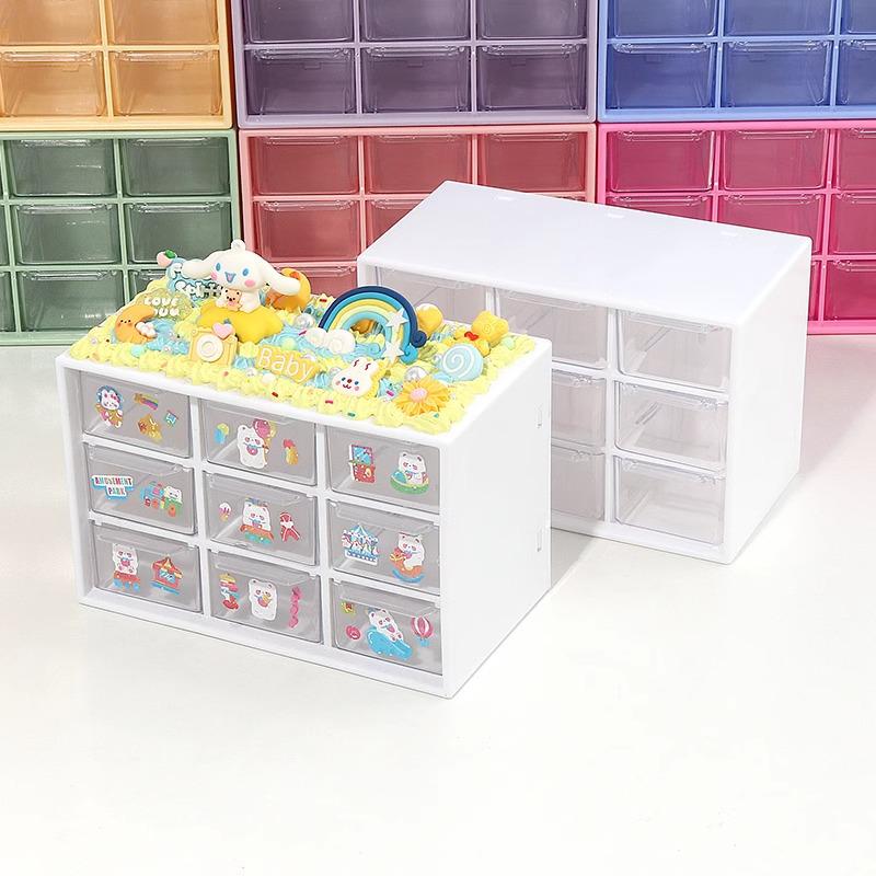 Japanese Solid Color 9-Grid Mini Drawer Storage & Organizer Box