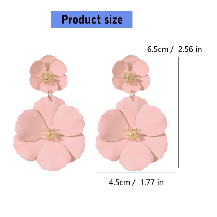 Eye Catching Woman Studs Earrings Flower Pendant Earrings Colorful Ear Jewelry Iron Texture for Matching Fashion Outfits