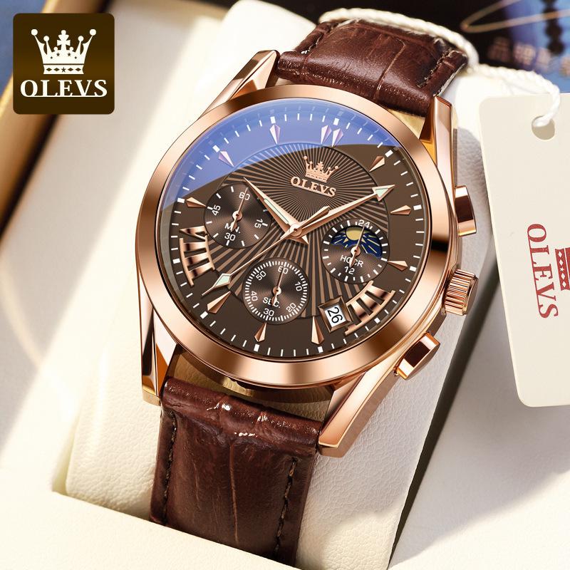 OLEVS Men's Multifunctional Quartz Chronograph Watch with Calendar