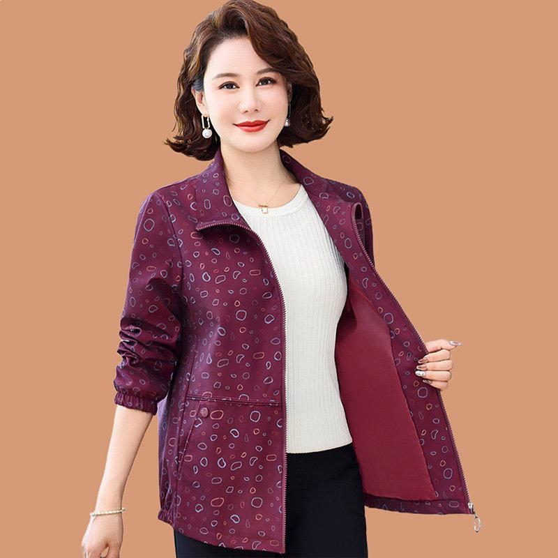 

New Autumn Long-Sleeve Casual Lapel Jacket for Middle-Aged & Elderly Women 5XL (145-160 lbs) красный