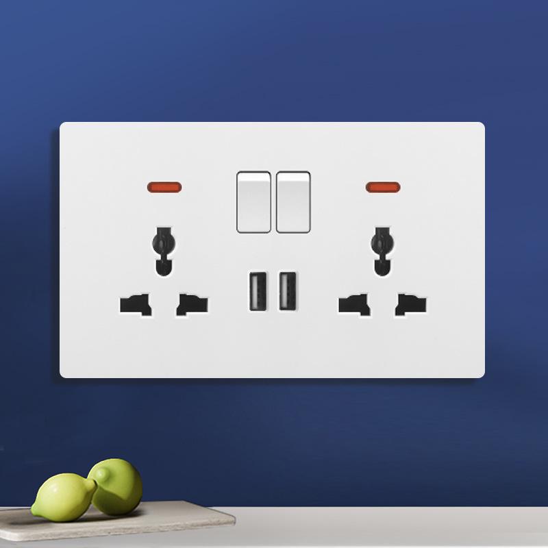 British 13A Multi-Hole Switch & Socket Panel with Type-C Fast Charge for Hong Kong & Macao
