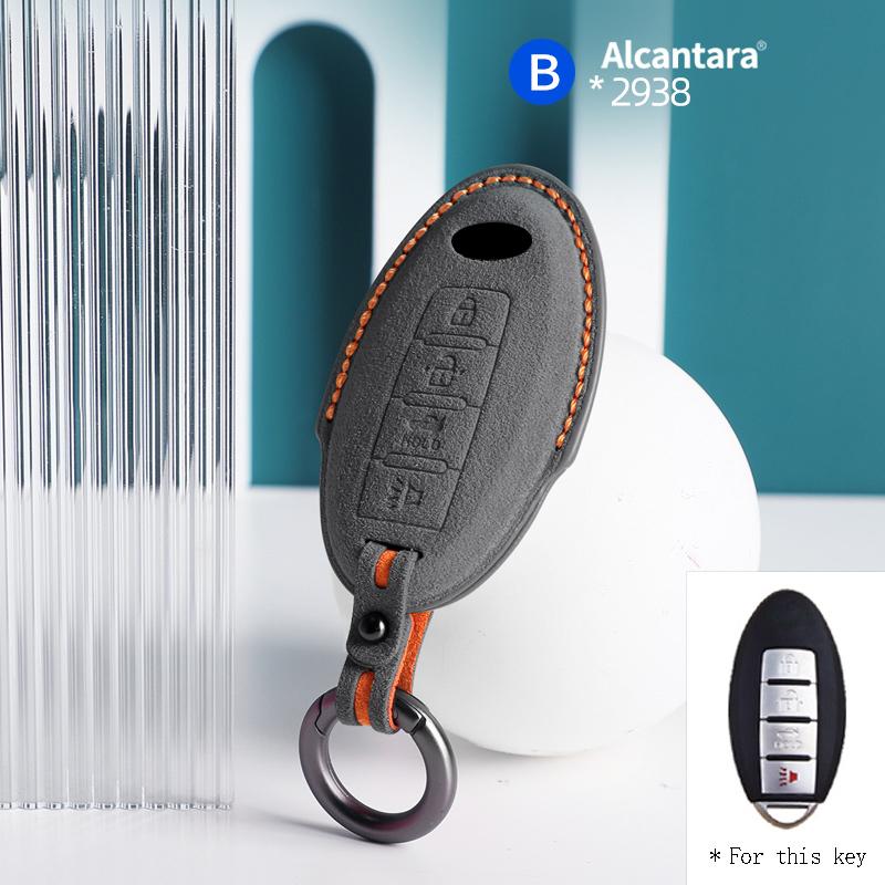 Interior Mouldings For Infiniti FX35 QX50 Q40 Q60 Q70 Q80 4 Button Alcantara Suede Car Key Case Shell Keychain Accessories