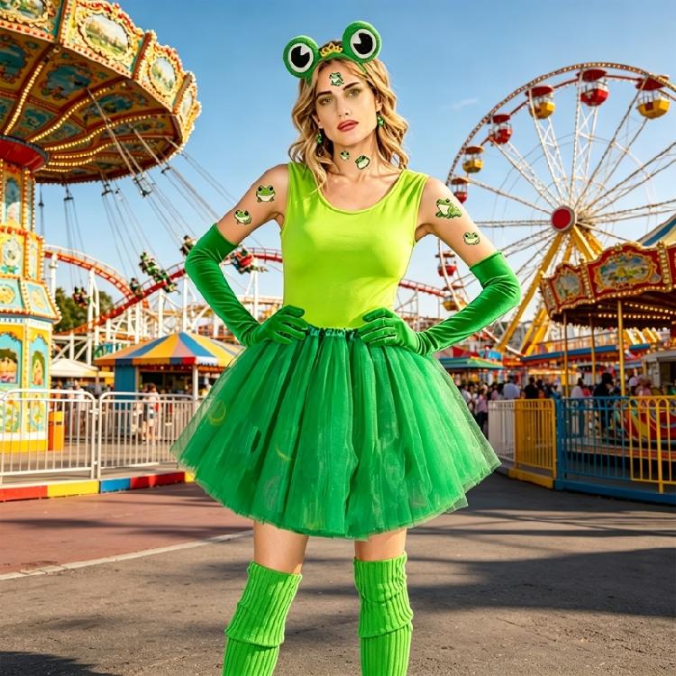 Treefrog Queen Costume Set Childrens Costumes Outfit Role Play Headpiece For Kids Birthday Party And Family Gathering Fun