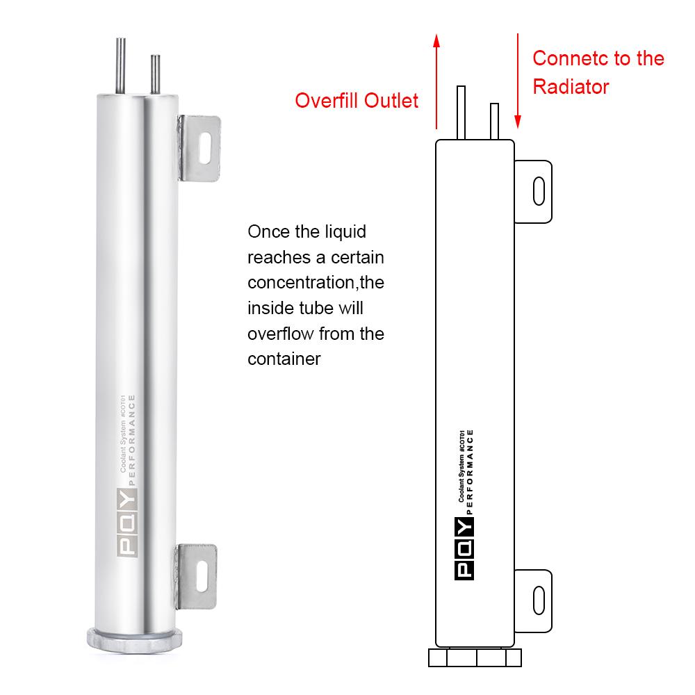 2"x13" rustfritt stål radiator overløpstank flaskefangerboks Bilmodifikasjon Radiatorkjøling