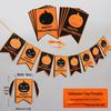 Halloween Pumpkin Lantern Backdrop & Photo Props Set with Party Banners and Hanging Flags
