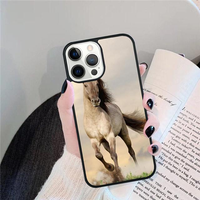 Black Strong Beauty Horse Stallion Cover For iPhone 17 Air 15 16 14 13 12 Pro Max 11 Pro Max Plus Phone Case Coque