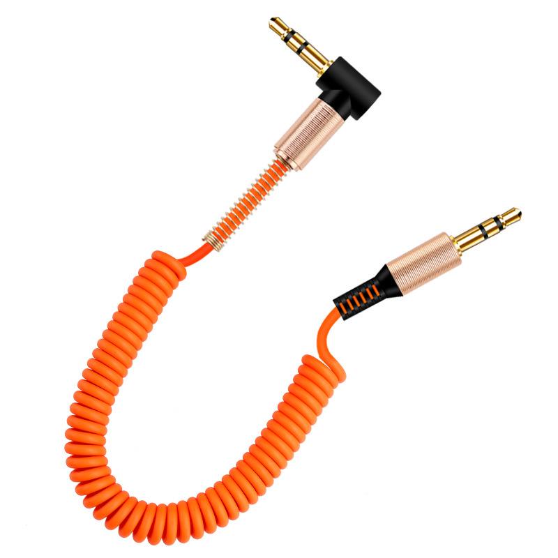 1.8m Spring AUX Audio Cable - 3.5mm for Headphones, Speakers, Mic, & Recording