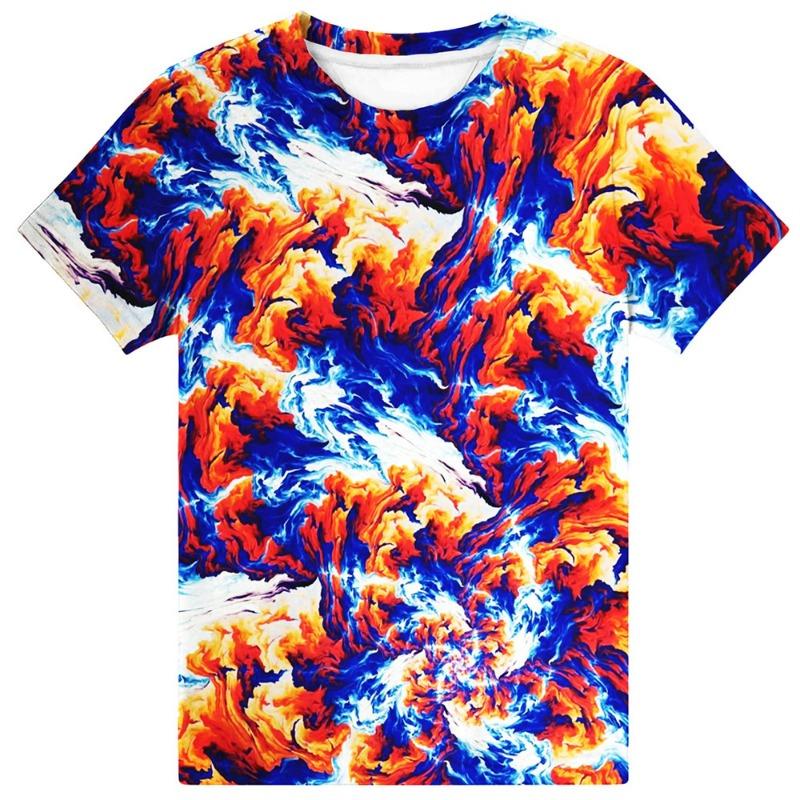 T-Shirts for Children 3D Print Flame Lightning Casual Boys Girls Tops Summer Crew Neck Short Sleeves 2025 Children's Clothing