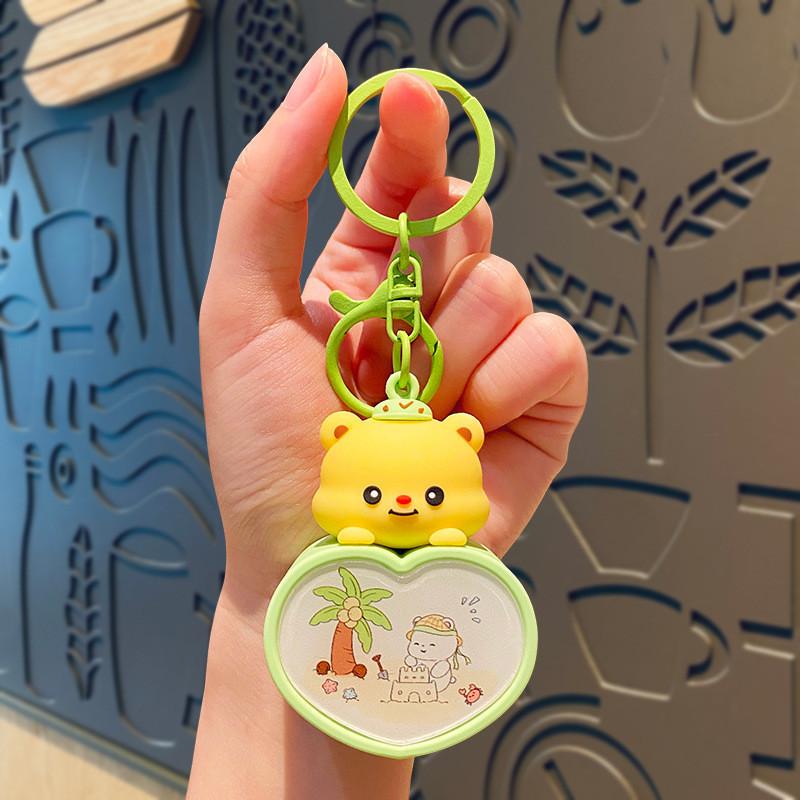 Adorable Heart Bear Night Light Keychain Cute Silicone Accessory For Gifts