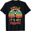 Sorria é o Meu Aniversário Camiseta Engraçada com Óculos de Girafa e Gravata Borboleta