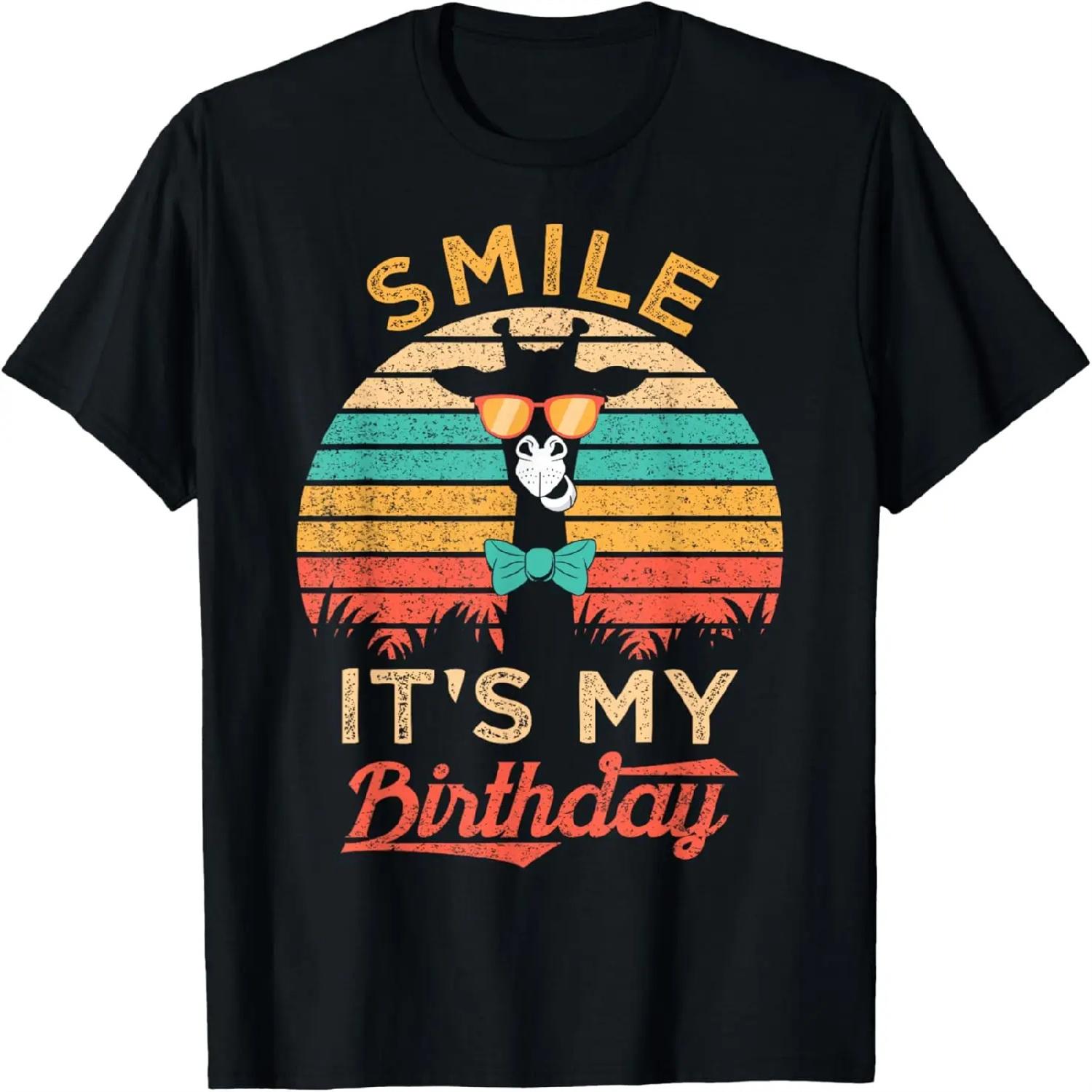 Smile It s My Birthday Funny Giraffe Glasses And Bow Tie T-Shirt XXXXXL разноцветный
