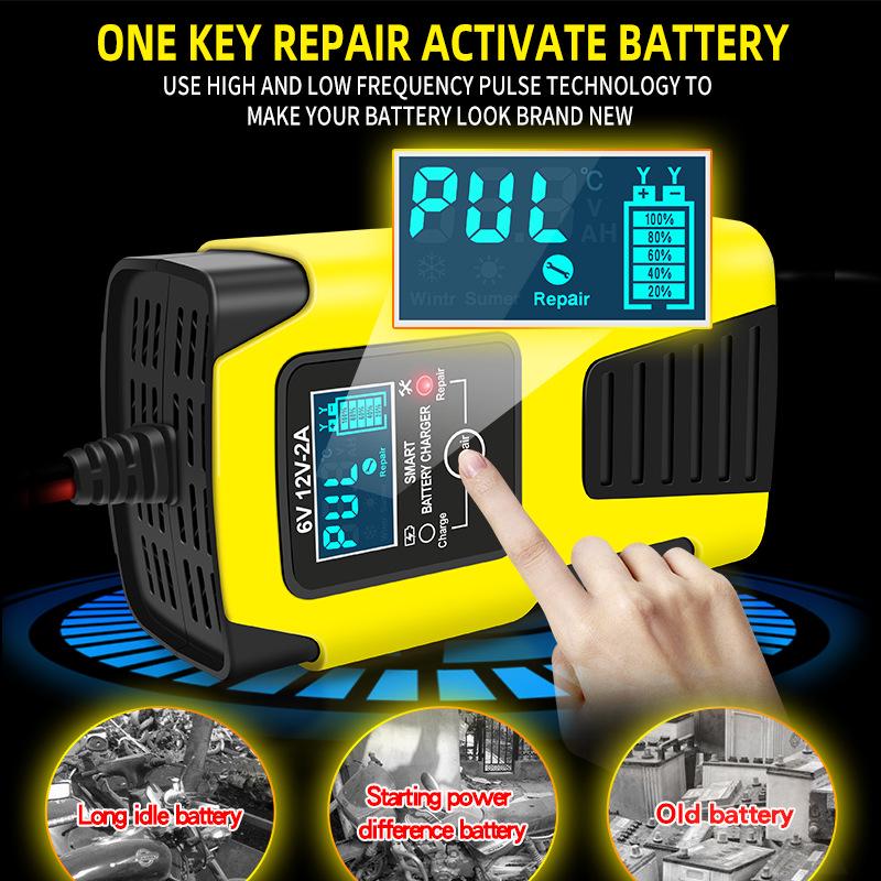Intelligent 6V/12V Motorcycle & Scooter Lead-Acid Battery Charger and Repair Power Bank