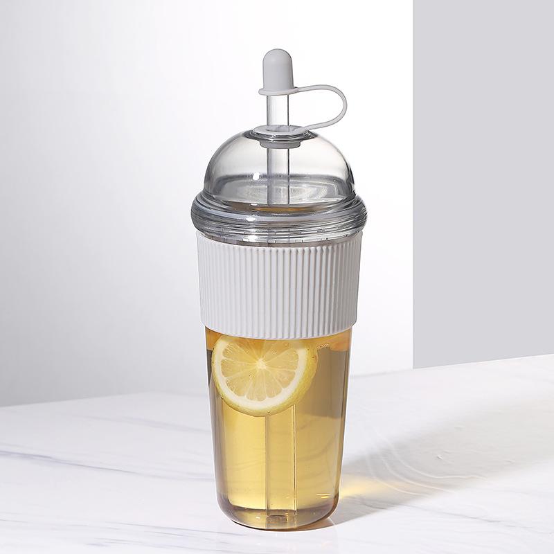 630ML Heat-Resistant Boba Tea Straw Cup Large Capacity Coffee Milk Tea Water Bottle with Lid Plastic Tumbler for Milk Tea & Boba
