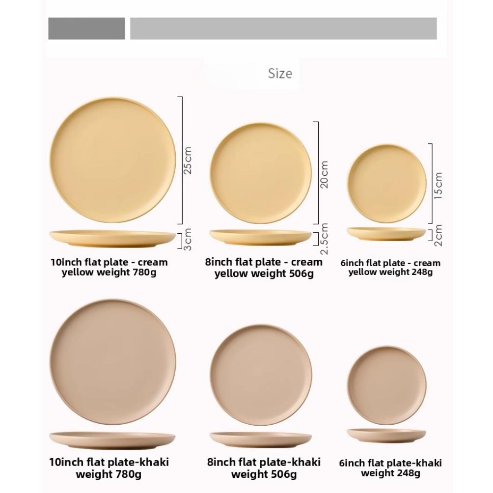 Keramik Runde Form Creme Farbe Teller Essgeschirr Sets Große Kapazität Teller Dessert Salatteller Schönes Tischgeschirr Tischservice
